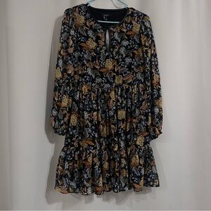 MSK Women's Long Sleeve Split Neck Floral Print Fit and Flare Dress S, L NWT